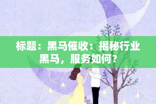 标题：黑马催收：揭秘行业黑马，服务如何？