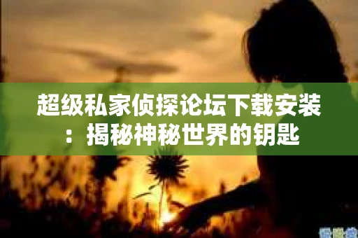 超级私家侦探论坛下载安装：揭秘神秘世界的钥匙