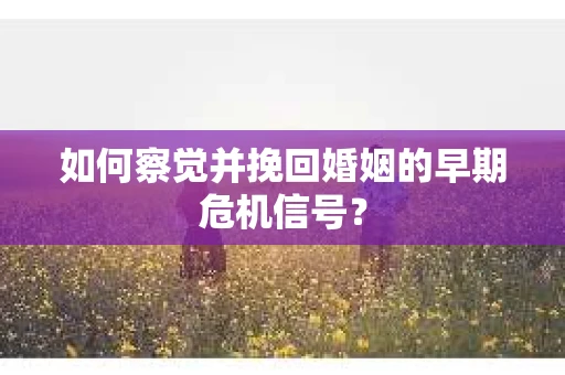 如何察觉并挽回婚姻的早期危机信号？